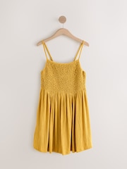 Ochre Yellow Strappy Textured Jersey Mini Dress - Image 5 of 7