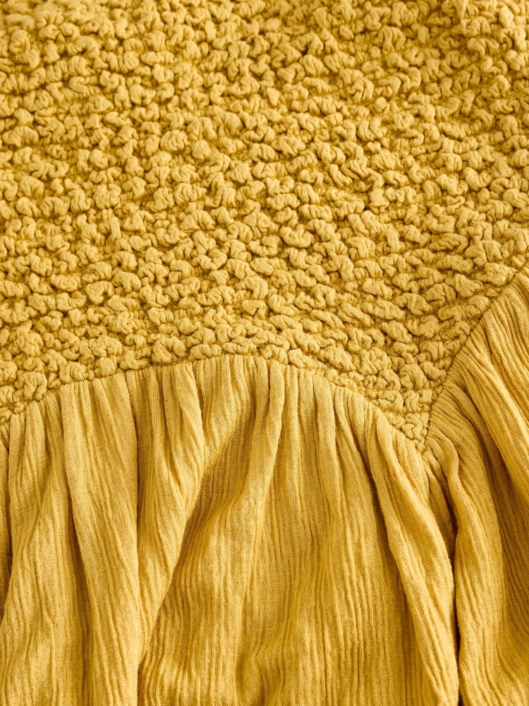 Ochre Yellow Strappy Textured Jersey Mini Dress - Image 7 of 7
