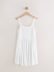White Strappy Textured Jersey Mini Dress - Image 5 of 7