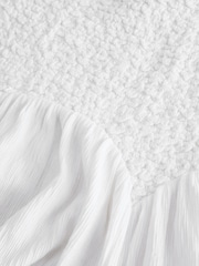 White Strappy Textured Jersey Mini Dress - Image 7 of 7