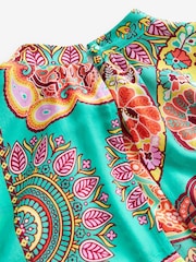 Bright Green Paisley Print N. Premium Long Sleeve Tiered Boho Occasion Maxi Dress - Image 7 of 7
