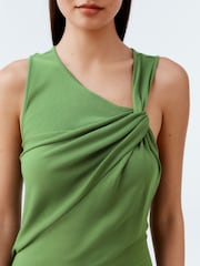 Khaki Green Twist Detailed Slinky Maxi Dress - Image 4 of 7