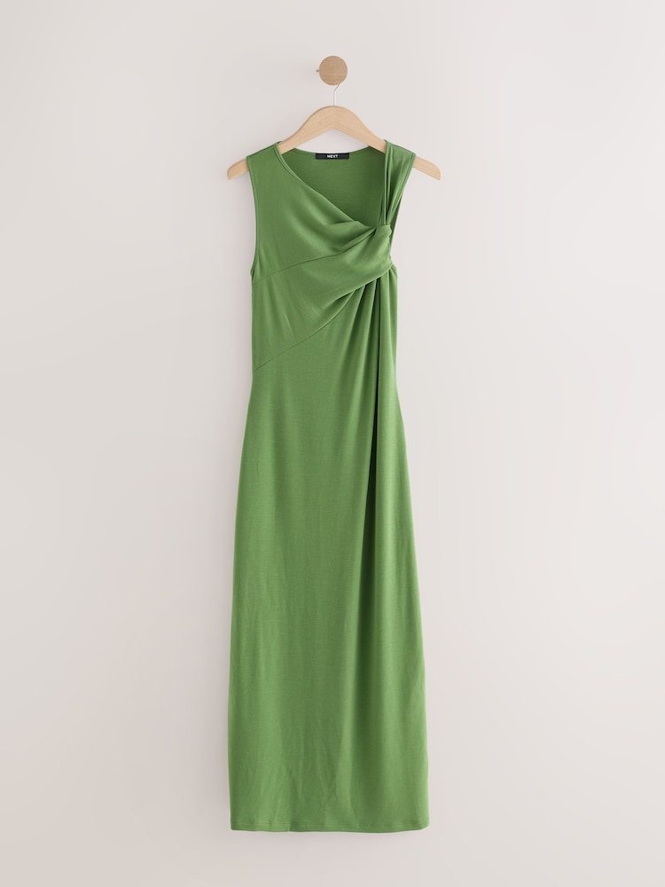 Buy Khaki Green Twist Detailed Slinky Maxi Dress from Next USA