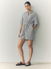Rayas azul/blanco - Short Sleeve Textured Utility Playsuit - Imagen 2 de 9