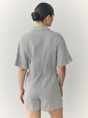 Rayas azul/blanco - Short Sleeve Textured Utility Playsuit - Imagen 3 de 9