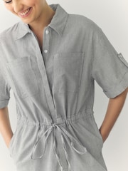 Rayas azul/blanco - Short Sleeve Textured Utility Playsuit - Imagen 5 de 9