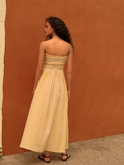 Yellow Gingham Seersucker Bandeau Midi Summer Dress - Image 3 of 8