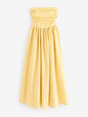 Yellow Gingham Seersucker Bandeau Midi Summer Dress - Image 5 of 8