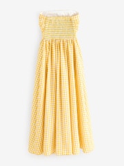 Yellow Gingham Seersucker Bandeau Midi Summer Dress - Image 6 of 8