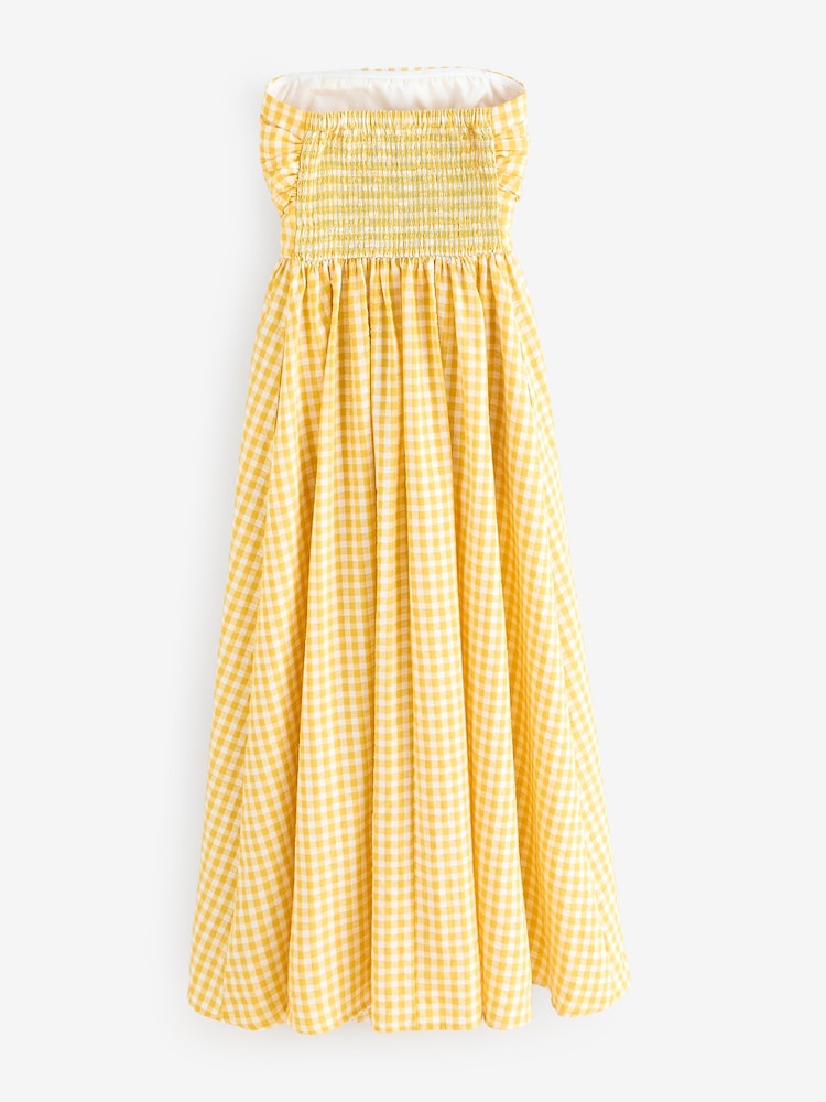 jaune vichy - Robe d'été Mi-long Bandeau Seersucker - Image 6 of 8
