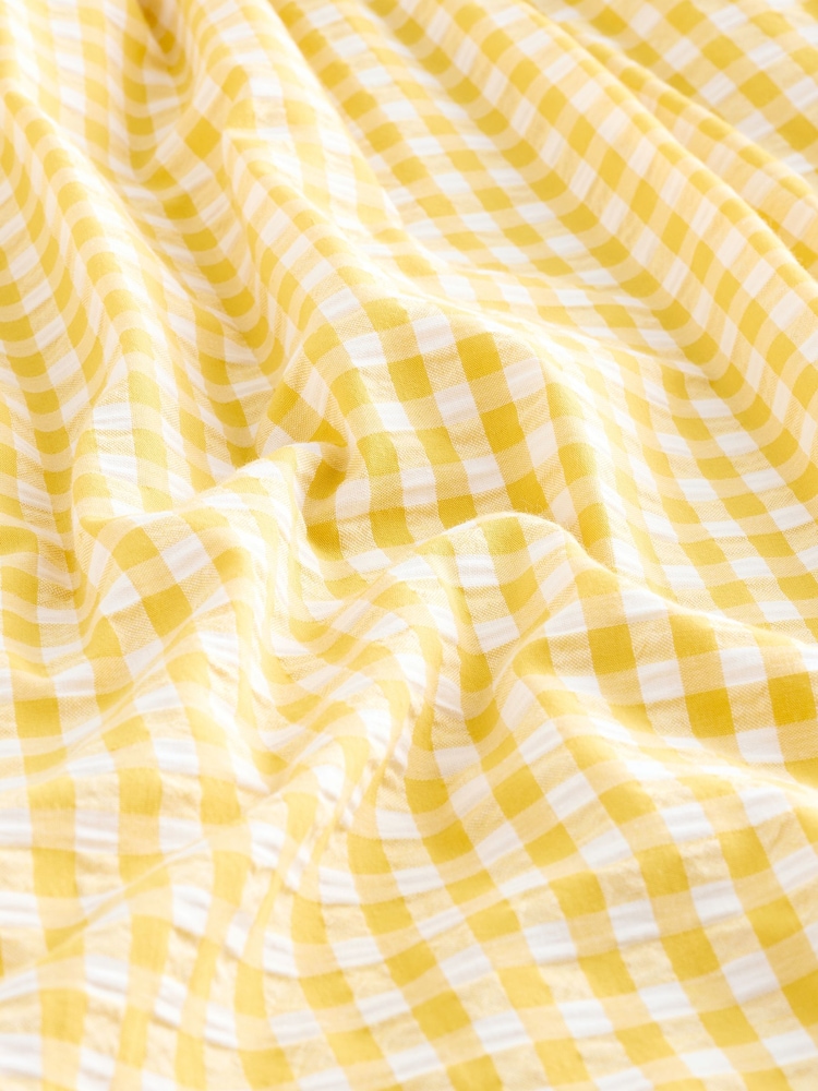 Yellow Gingham Seersucker Bandeau Midi Summer Dress - Image 8 of 8