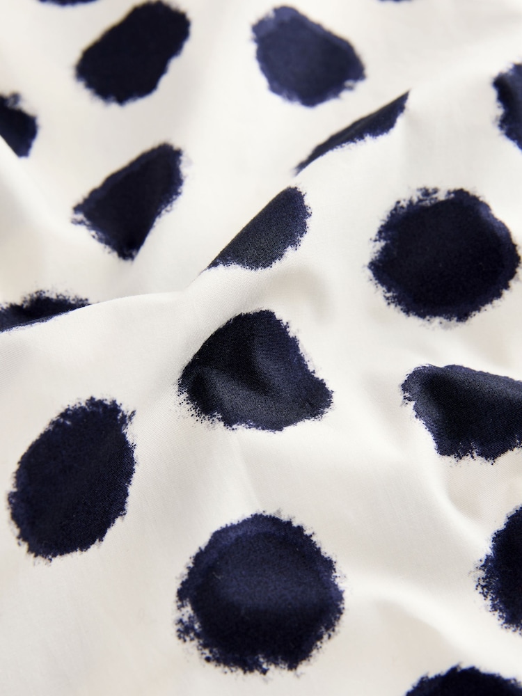 Monochrome 100% Cotton Long Sleeve Blouson Sleeve Waisted Mini Dress - Image 7 of 8