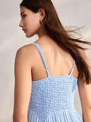 Cornflower Blue Strappy Shirred Jersey Maxi Dress - Image 4 of 8