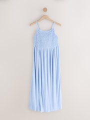 Cornflower Blue Strappy Shirred Jersey Maxi Dress - Image 6 of 8