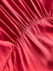 Bright Red Print Puff Sleeve Midi Dress - Image 6 of 7