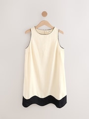 Cream/Ecru & Black Scallop Edge Mini Shift Dress - Image 6 of 8