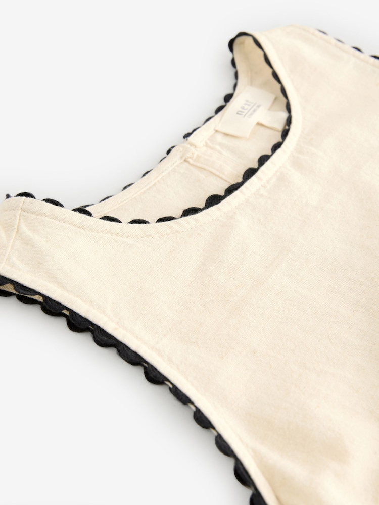 Cream/Ecru & Black Scallop Edge Mini Shift Dress - Image 7 of 8