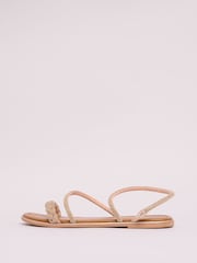 Lipsy Rose Gold Flat Asymetrical Strappy Faux Leather Metallic Sandals - Image 5 of 5