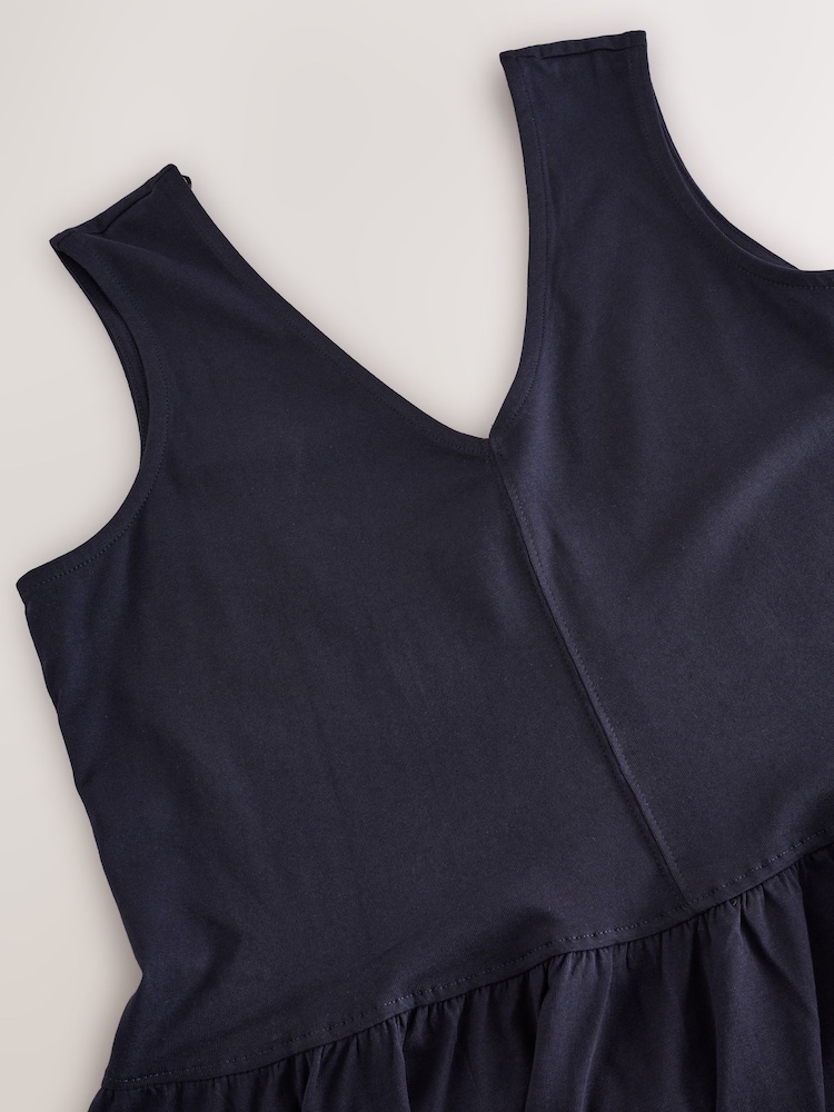 Buy Navy Blue 100% Cotton V-Neck Jersey Mini Summer Dress from Next USA