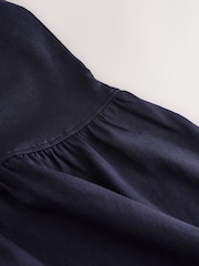 Navy Blue 100% Cotton V-Neck Jersey Mini Summer Dress - Image 7 of 7