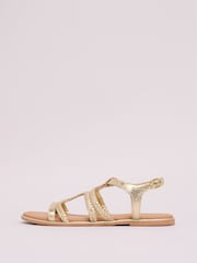 Lipsy Gold Standard Fit Leather Plait Weave Flats Sandals - Image 5 of 5
