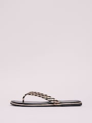Lipsy Black Leather Plaited Flip Flop Sandals - Image 5 of 5