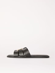 Lipsy Black Standard Fit Flat Slip On Mule Faux Leather Sandals - Image 5 of 5
