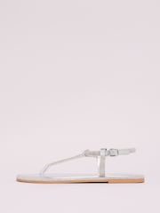 Lipsy Silver Real Leather Flat Strappy Embellishd Flat Sandals - Image 5 of 5