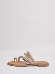 Lipsy Rose Gold Standard Fit Flat Embellished Slip On Toe Loop Sandals - Image 5 of 5