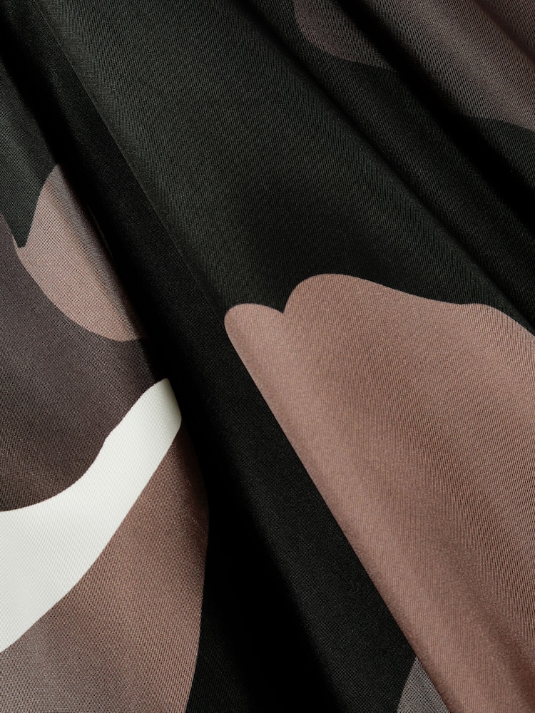 Reiss Brown Michalie Satin Floral Tuck Midi Dress - Image 6 of 6