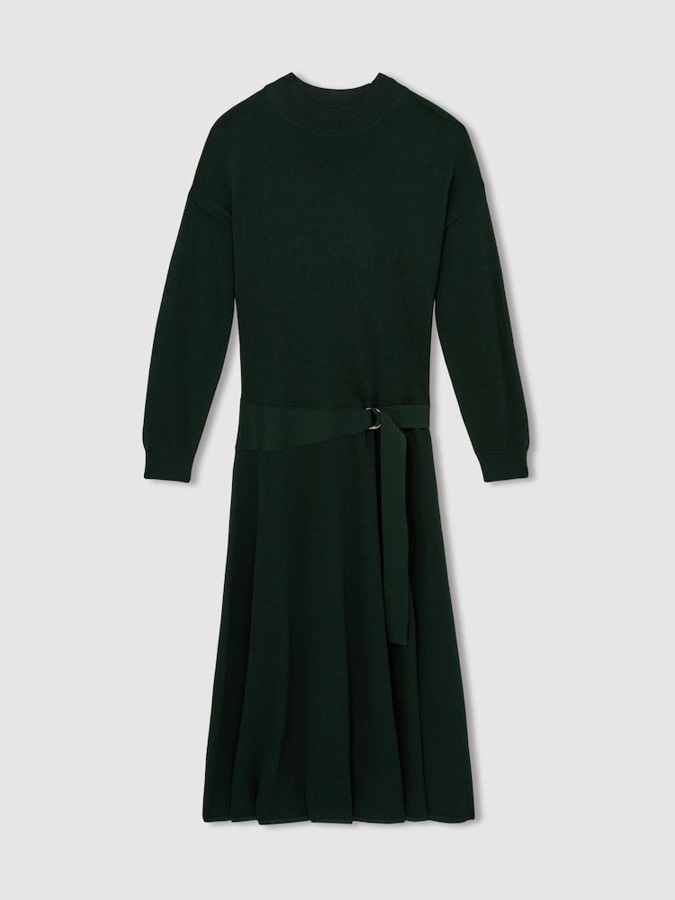 Verde oscuro - Reiss Alina Compact-Knit Belted Midi Dress - Imagen 2 de 7 Verde oscuro - Reiss Alina Compact-Knit Belted Midi Dress - Imagen 2 de 7
