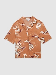 Reiss Rust Sandy Printed Cuban-Collar Shirt - Image 2 of 5