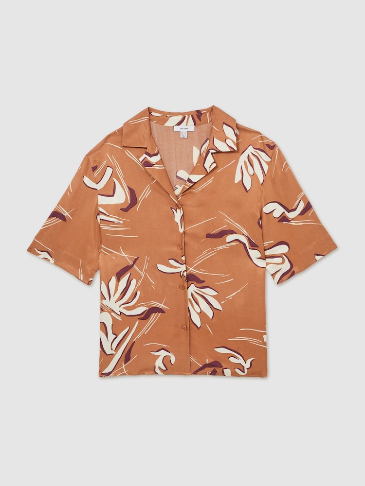 Reiss Rust Sandy Printed Cuban-Collar Shirt - Image 2 of 5