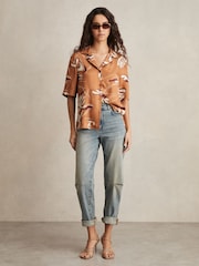 Reiss Rust Sandy Printed Cuban-Collar Shirt - Image 4 of 5