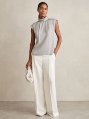 Reiss Grey Dania High Neck Shell Top - Image 1 of 5
