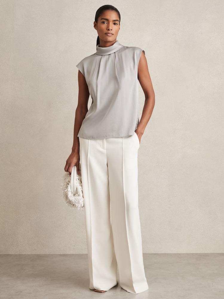 Reiss Grey Dania High Neck Shell Top - Image 1 of 5