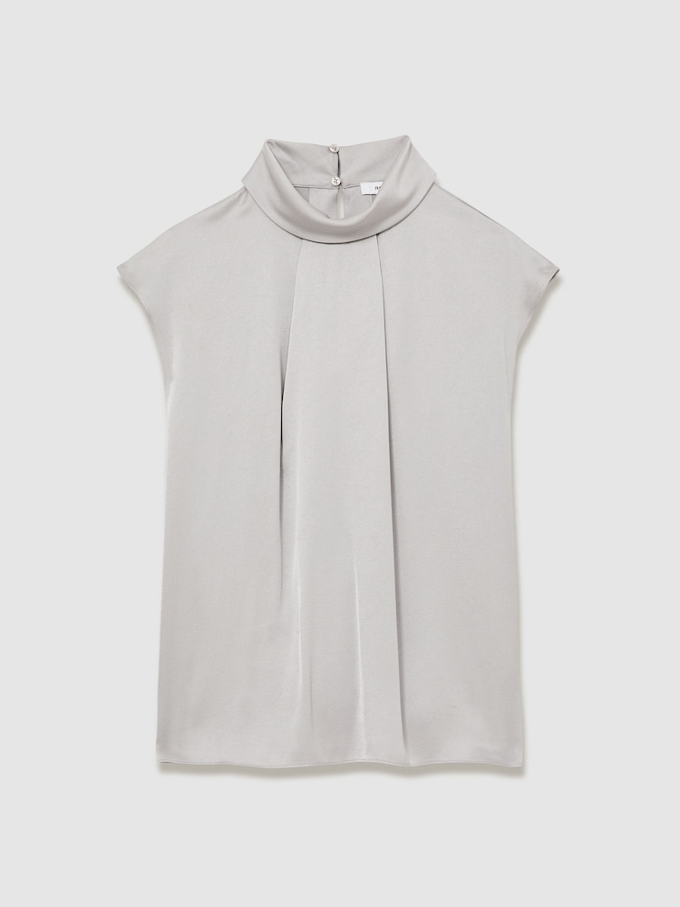 Reiss Grey Dania High Neck Shell Top - Image 2 of 5