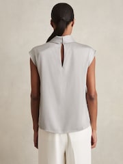 Reiss Grey Dania High Neck Shell Top - Image 4 of 5