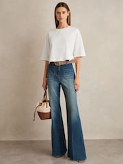 Reiss White Alex Stretch-Cotton Cropped T-Shirt - Image 3 of 6