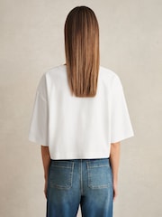 Reiss White Alex Stretch-Cotton Cropped T-Shirt - Image 5 of 6