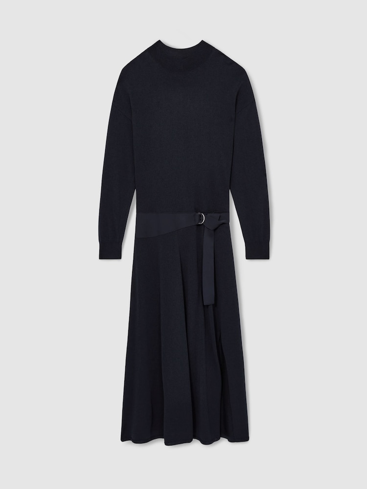 Azul marino - Reiss Alina Compact-Knit Belted Midi Dress - Imagen 2 de 6 Azul marino - Reiss Alina Compact-Knit Belted Midi Dress - Imagen 2 de 6
