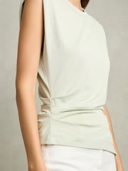 Reiss Sage Sadie Shoulder-Pad Ruched Jersey Top - Image 4 of 6
