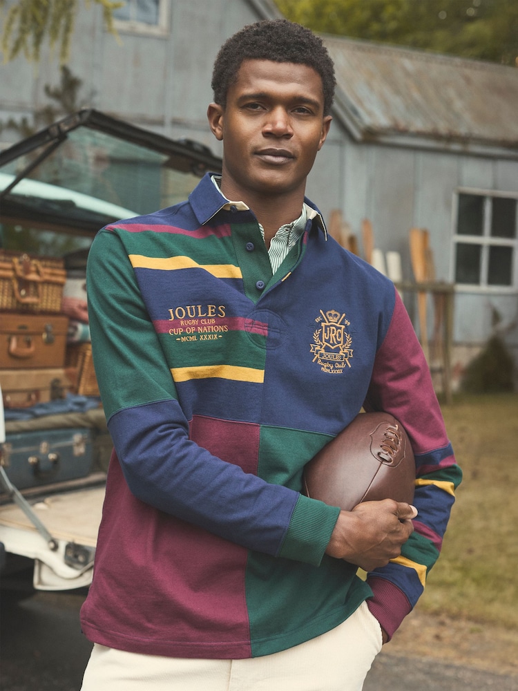 Joules Harlequin Rugby Club Multi Long Sleeve Shirt - Image 1 of 14