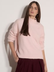 Apricot Pink Bouclé Knit Mock Neck Jumper - Image 3 of 4