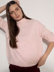 Apricot Pink Bouclé Knit Mock Neck Jumper - Image 4 of 4