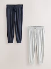 Navy Blue/Light Grey Cuffed Pyjama Bottoms Set 2 Pack - Image 1 of 12