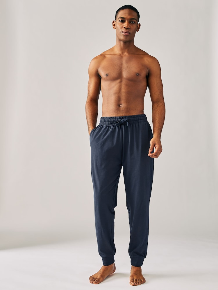 Navy Blue/Light Grey Cuffed Pyjama Bottoms Set 2 Pack - Image 2 of 12
