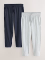 Navy Blue/Light Grey Open Hem Pyjama Bottoms Set 2 Pack - Image 1 of 5