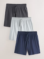 Navy Blue/Grey Jersey Pyjamas Shorts 3 Pack - Image 1 of 14