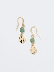 FatFace Gold Tone Stone Oval Drop Earrings - Image 1 of 2